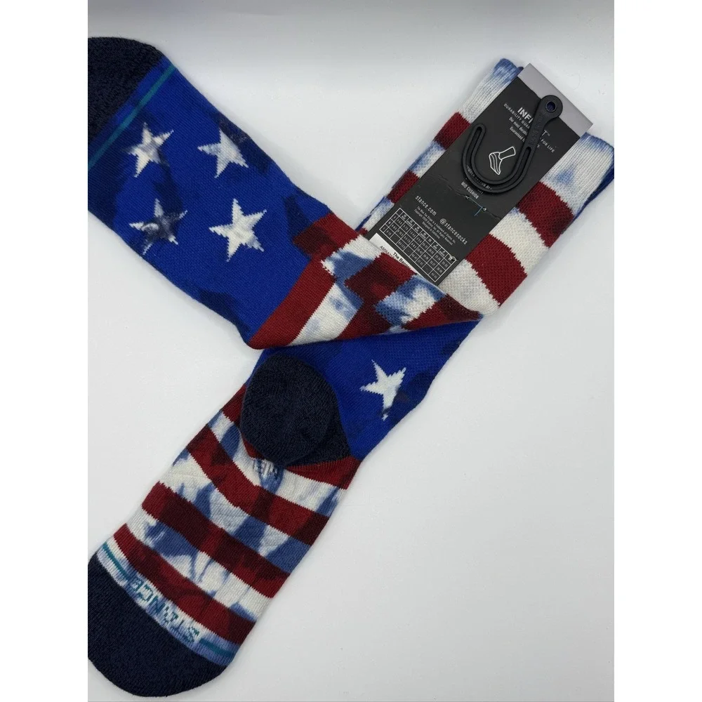 Stance The Banner Crew Socks Medium Navy Red White USA Infiknit A556A21BAN